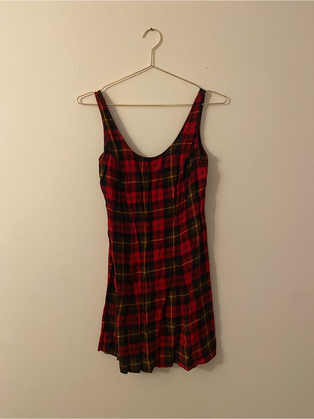 Betsey Johnson Red Plaid Scoop-Neck Mini Dress